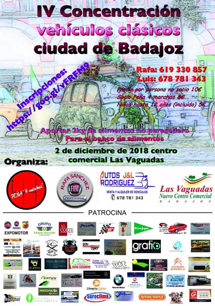 IV concentração de automóveis clássicos celebrada em Badajoz em Dezembro de 2018